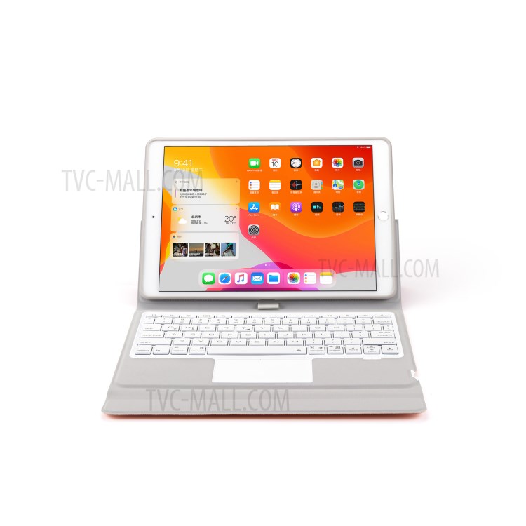 W102TS Wireless Bluetooth Keyboard with Touch Pad for iPad 10.2 (2020)/(2019)/10.5 inch (2019)/(2017) Leather Cover - Orange-7