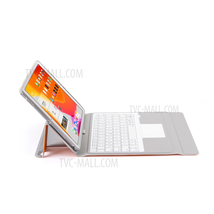 W102TS Wireless Bluetooth Keyboard with Touch Pad for iPad 10.2 (2020)/(2019)/10.5 inch (2019)/(2017) Leather Cover - Orange-8