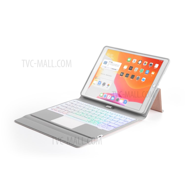 W102TS Wireless Bluetooth Keyboard with Touch Pad for iPad 10.2 (2020)/(2019)/10.5 inch (2019)/(2017) Leather Cover - Rose Gold-2
