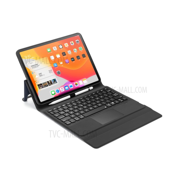 W11TS Wireless Bluetooth Keyboard with Touch Pad for iPad Pro 11-inch (2020)/(2018) Leather Shell - Blue-9