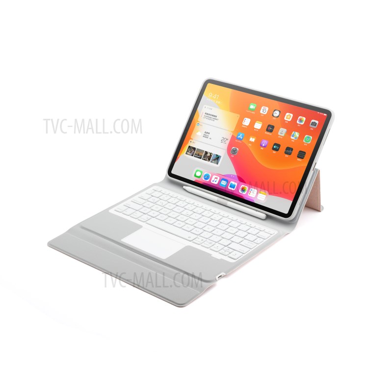 W11TS Wireless Bluetooth Keyboard with Touch Pad for iPad Pro 11-inch (2020)/(2018) Leather Shell - Rose Gold-7