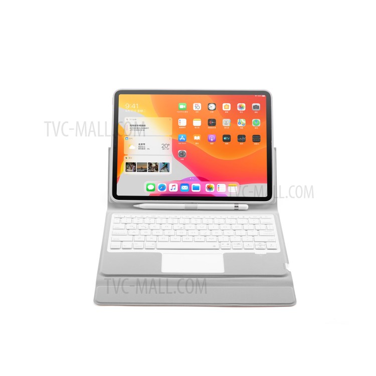 W11TS Wireless Bluetooth Keyboard with Touch Pad for iPad Pro 11-inch (2020)/(2018) Leather Shell - Rose Gold-8