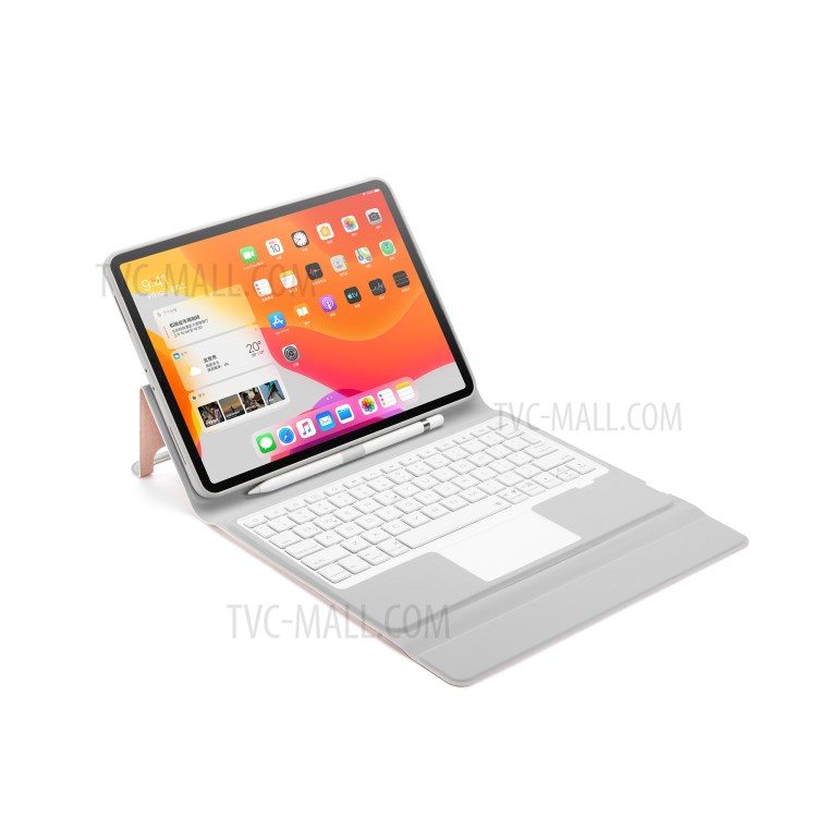 W11TS Wireless Bluetooth Keyboard with Touch Pad for iPad Pro 11-inch (2020)/(2018) Leather Shell - Rose Gold-9