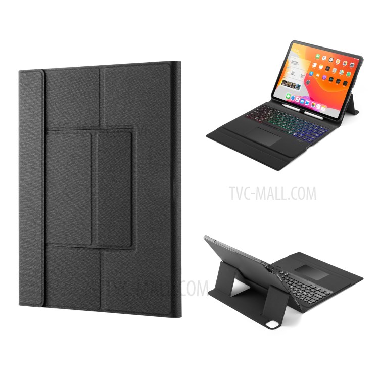 W129TS Colorful Backlight Leather Bluetooth Touchpad Keyboard Case for iPad Pro 12.9-inch (2020)/(2018) - Black-1
