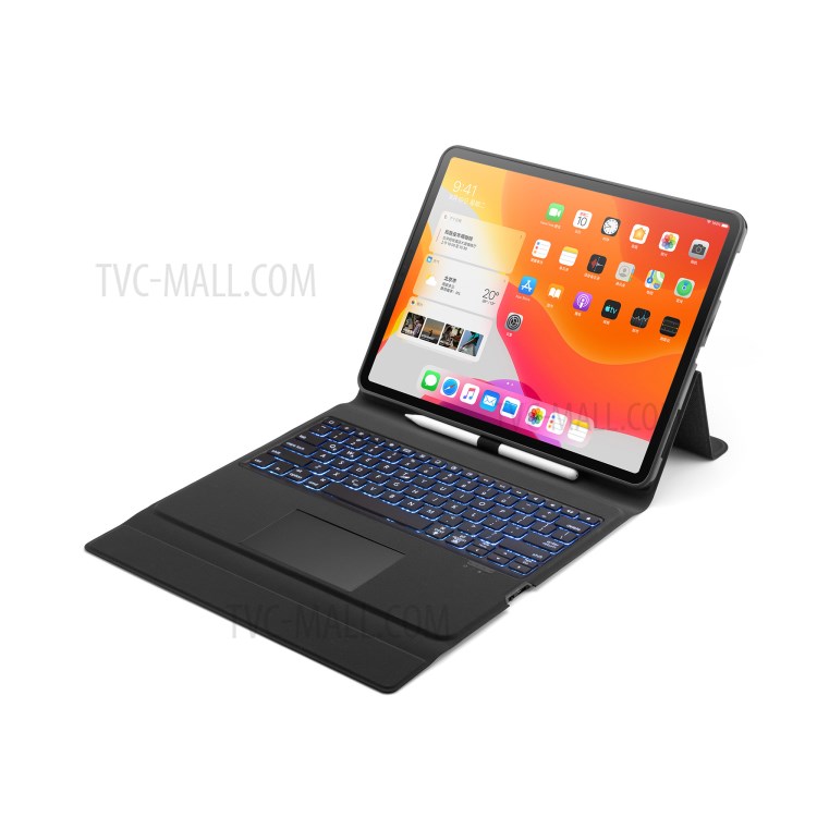 W129TS Colorful Backlight Leather Bluetooth Touchpad Keyboard Case for iPad Pro 12.9-inch (2020)/(2018) - Black-12