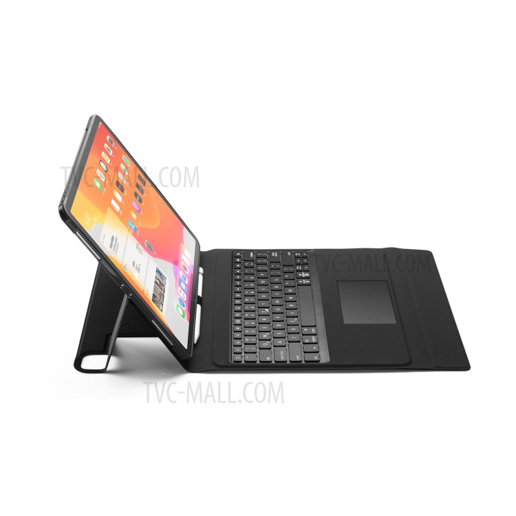 W129TS Colorful Backlight Leather Bluetooth Touchpad Keyboard Case for iPad Pro 12.9-inch (2020)/(2018) - Black-15