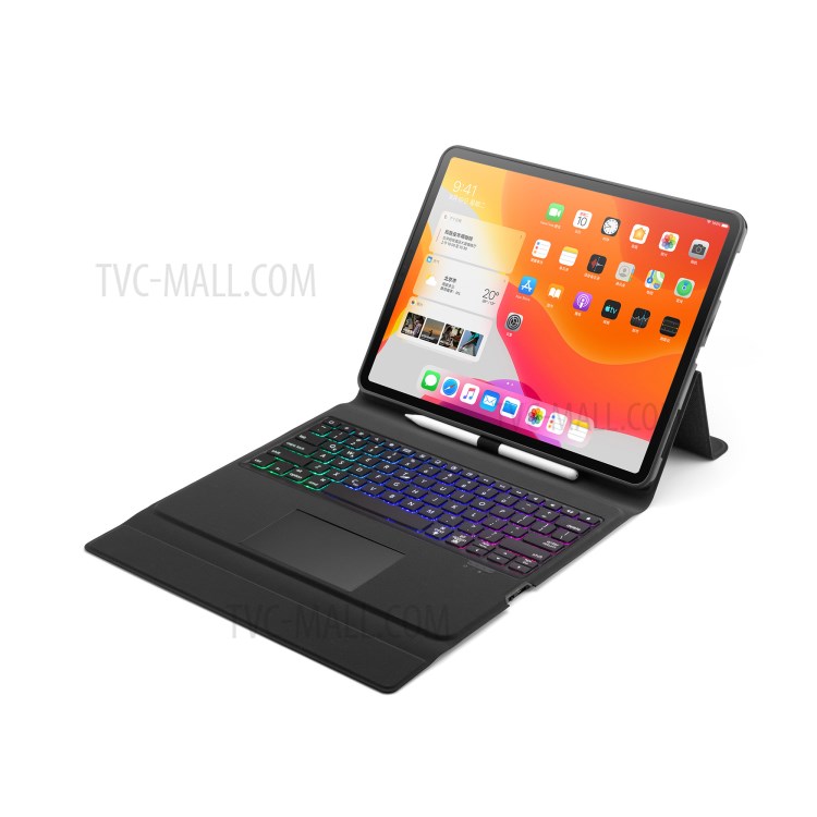 W129TS Colorful Backlight Leather Bluetooth Touchpad Keyboard Case for iPad Pro 12.9-inch (2020)/(2018) - Black-8