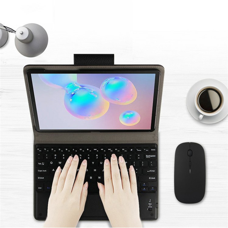 AJIUYU Wireless Touch Bluetooth Keyboard Leather Cover for Samsung Galaxy Tab S6 - Black-3