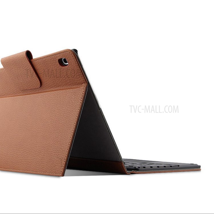 AJIUYU Wireless Touch Bluetooth Keyboard Leather Protector Cover for Lenovo Tab 4 10 - Brown-4