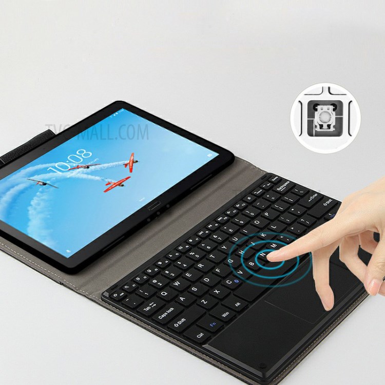 AJIUYU Wireless Touch Bluetooth Keyboard Leather Cover for Lenovo Tab P10 - Black-6