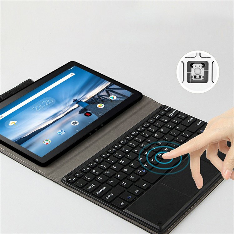 AJIUYU for Lenovo Tab M10 TB-X605F Wireless Touch Bluetooth Keyboard Leather Case - Black-5