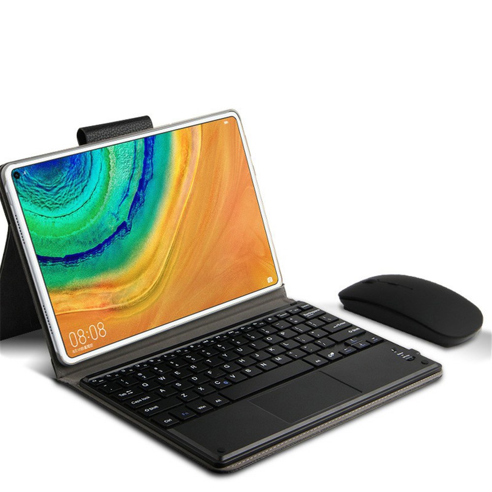 AJIUYU Wireless Touch Bluetooth Keyboard Leather Stand Flip Case for Huawei MediaPad M5 10 (10.8") / M5 10 (Pro) - Black-2