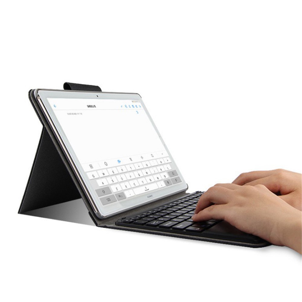 AJIUYU Wireless Touch Bluetooth Keyboard Leather Stand Flip Case for Huawei MediaPad M5 10 (10.8") / M5 10 (Pro) - Black-5