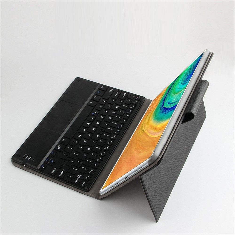 AJIUYU Wireless Touch Bluetooth Keyboard Leather Stand Flip Case for Huawei MediaPad M5 10 (10.8") / M5 10 (Pro) - Black-7