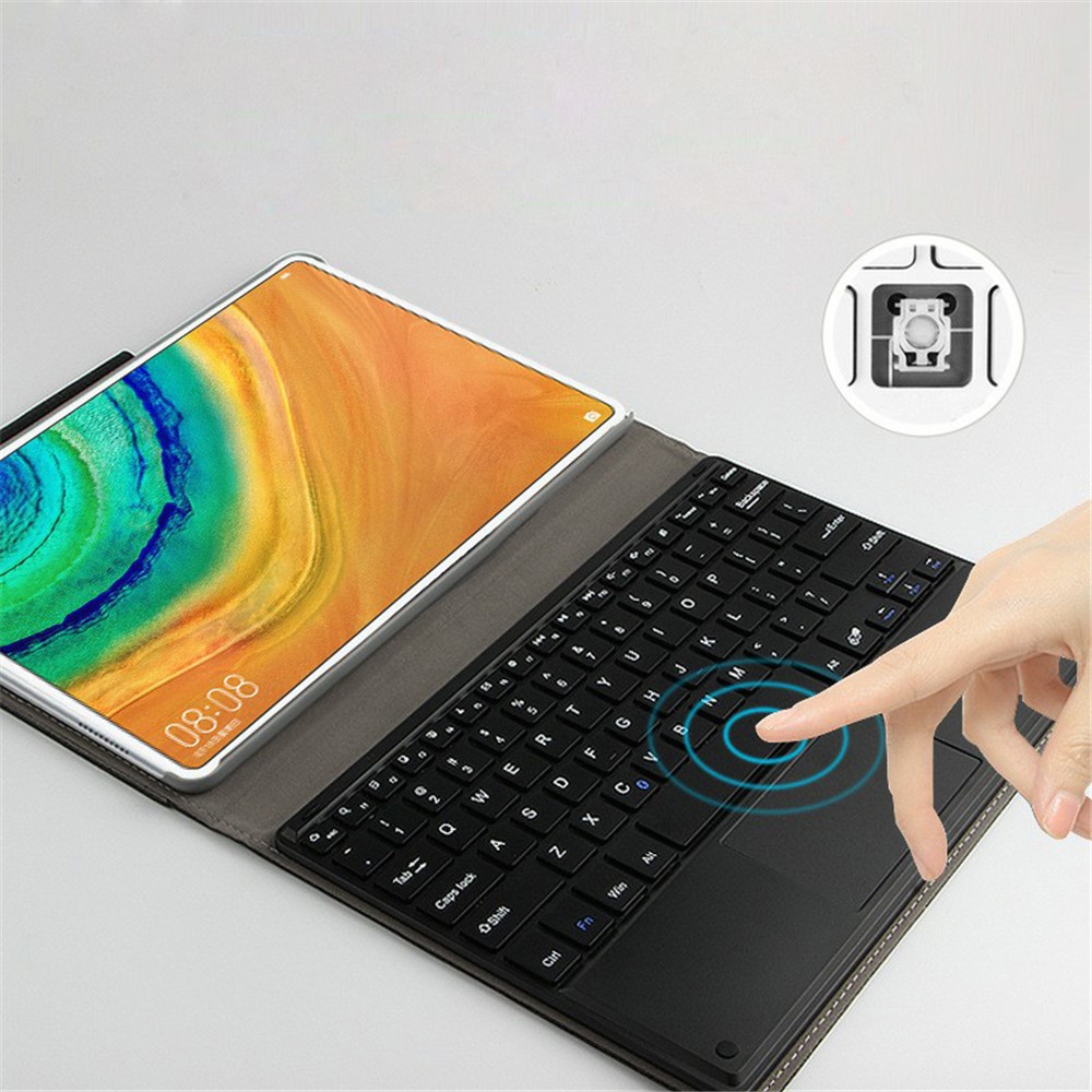 AJIUYU Wireless Touch Bluetooth Keyboard Leather Stand Flip Case for Huawei MediaPad M5 10 (10.8") / M5 10 (Pro) - Black-9