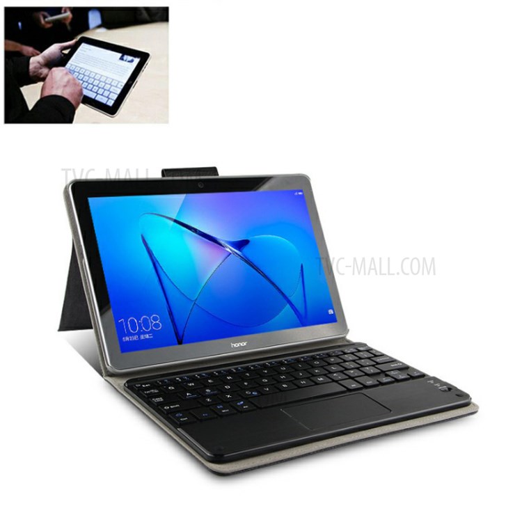 AJIUYU Wireless Touch Bluetooth Keyboard Leather Shell with Stand for Honor Play Tab 2 (9.6-inch)-2