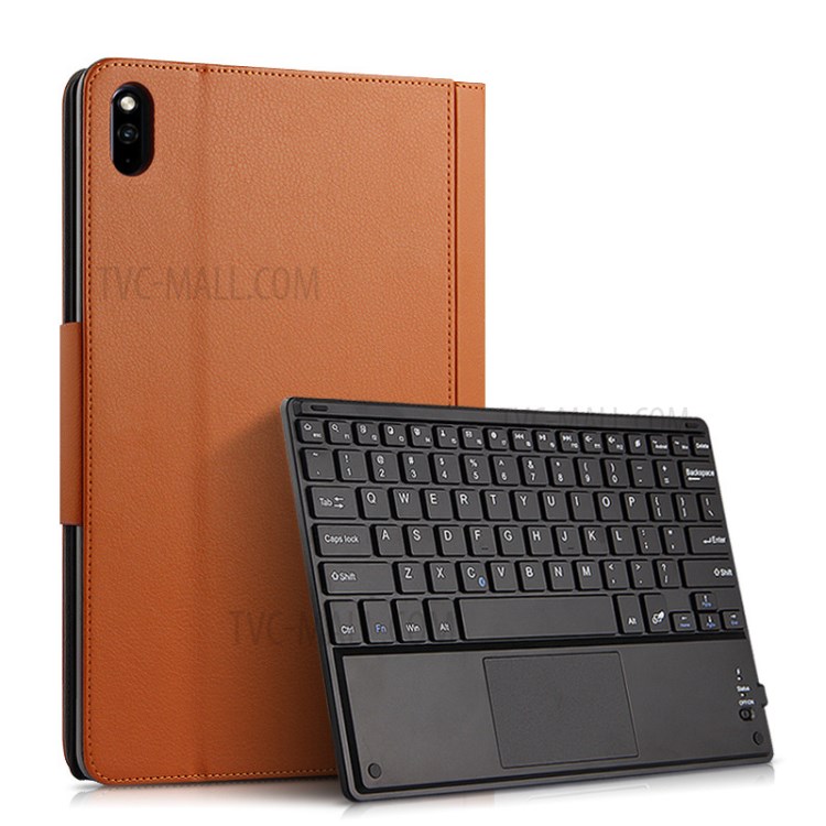 AJIUYU for Huawei MatePad Pro Wireless Touch Bluetooth Keyboard Leather Shell - Brown-1