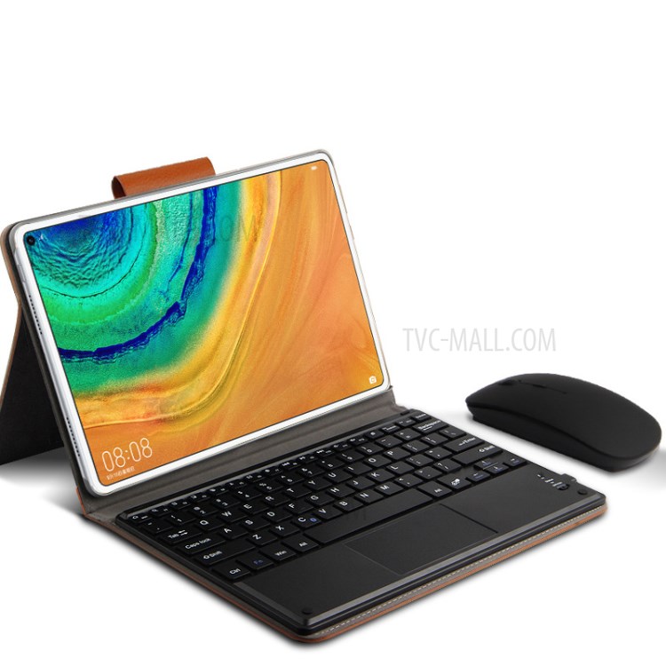 AJIUYU for Huawei MatePad Pro Wireless Touch Bluetooth Keyboard Leather Shell - Brown-2