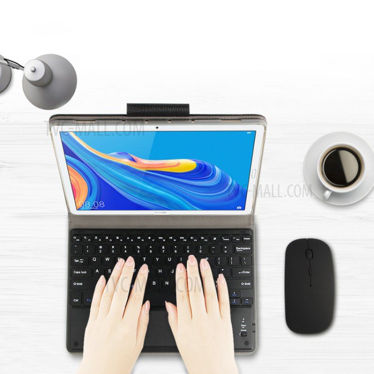 AJIUYU for Huawei MediaPad M6 10.8-inch Leather Case with Wireless Touch Pad Bluetooth Keyboard - Black-3