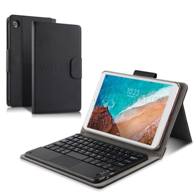AJIUYU for Xiaomi Mi Pad 4 Plus 2-in-1 Wireless Touch Pad Bluetooth Keyboard Leather Case - Black-2