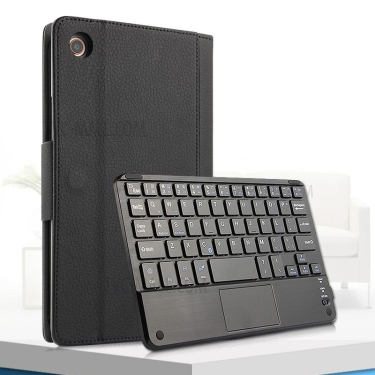 AJIUYU for Xiaomi Mi Pad 4 Plus 2-in-1 Wireless Touch Pad Bluetooth Keyboard Leather Case - Black-7