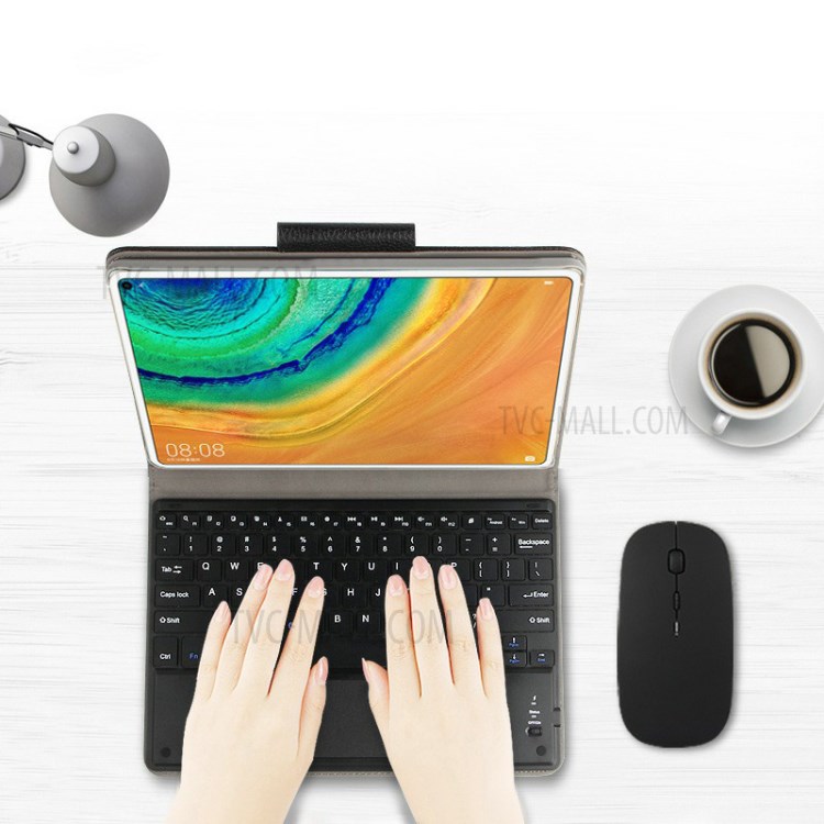AJIUYU 2-in-1 Wireless Touch Pad Bluetooth Keyboard Leather Case for Xiaomi Mi Pad 4 - Black Blue-3