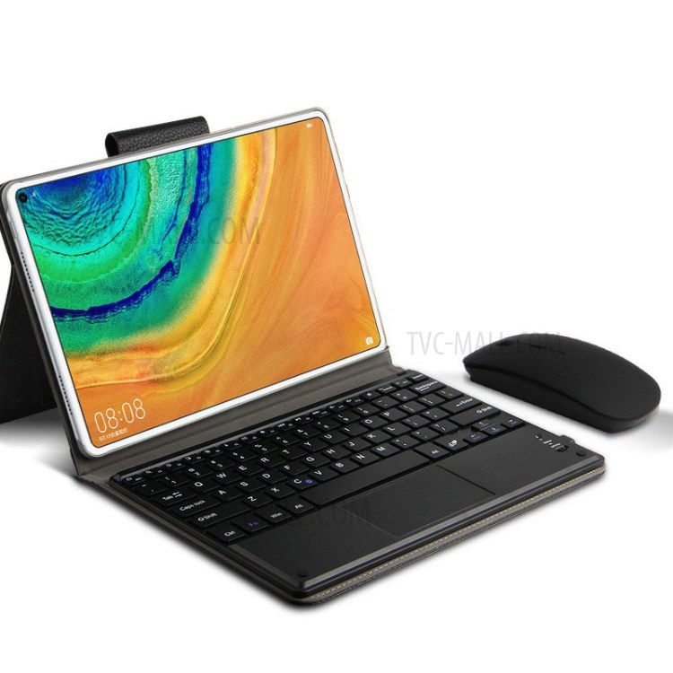 AJIUYU 2-in-1 Wireless Touch Pad Bluetooth Keyboard Leather Case for Xiaomi Mi Pad 4 - Black Blue-4