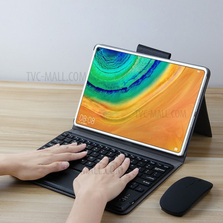 AJIUYU 2-in-1 Wireless Touch Pad Bluetooth Keyboard Leather Case for Xiaomi Mi Pad 4 - Black Blue-8