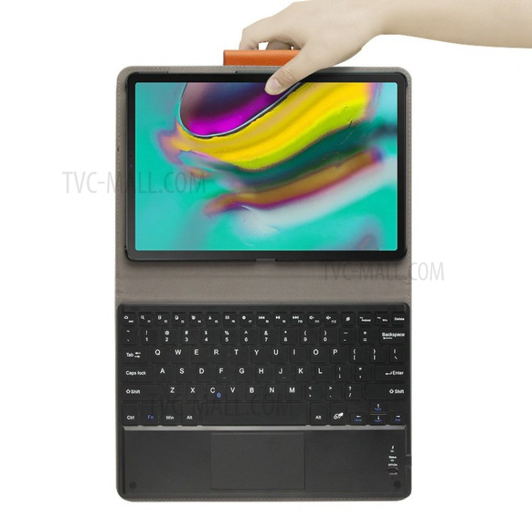 AJIUYU Bluetooth Keyboard Wireless Touch Leather Protective Case for Samsung Galaxy Tab S5e SM-T720/T725 - Brown-7