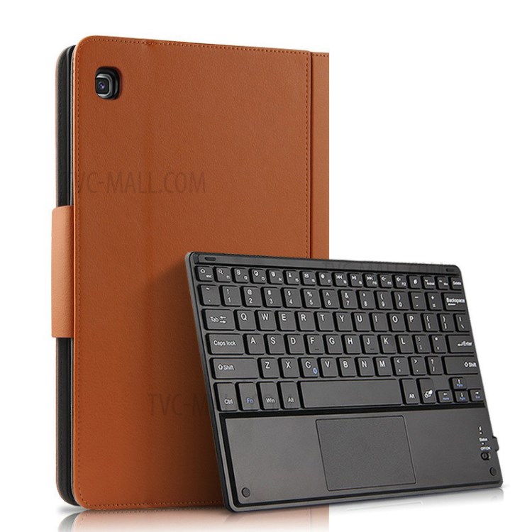 AJIUYU Bluetooth Keyboard Wireless Touch Leather Protective Case for Samsung Galaxy Tab S5e SM-T720/T725 - Brown-8