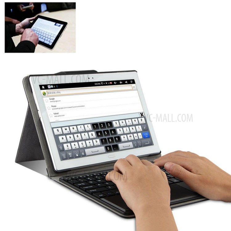 AJIUYU Bluetooth Keyboard Leather Protective Shell (Wireless Touch) for Lenovo XiaoXin TB-X804F - Black-4