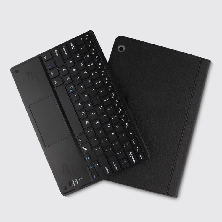 AJIUYU 2-in-1 Wireless Touch Pad Bluetooth Keyboard Leather Shell for Honor WaterPlay - Black-1