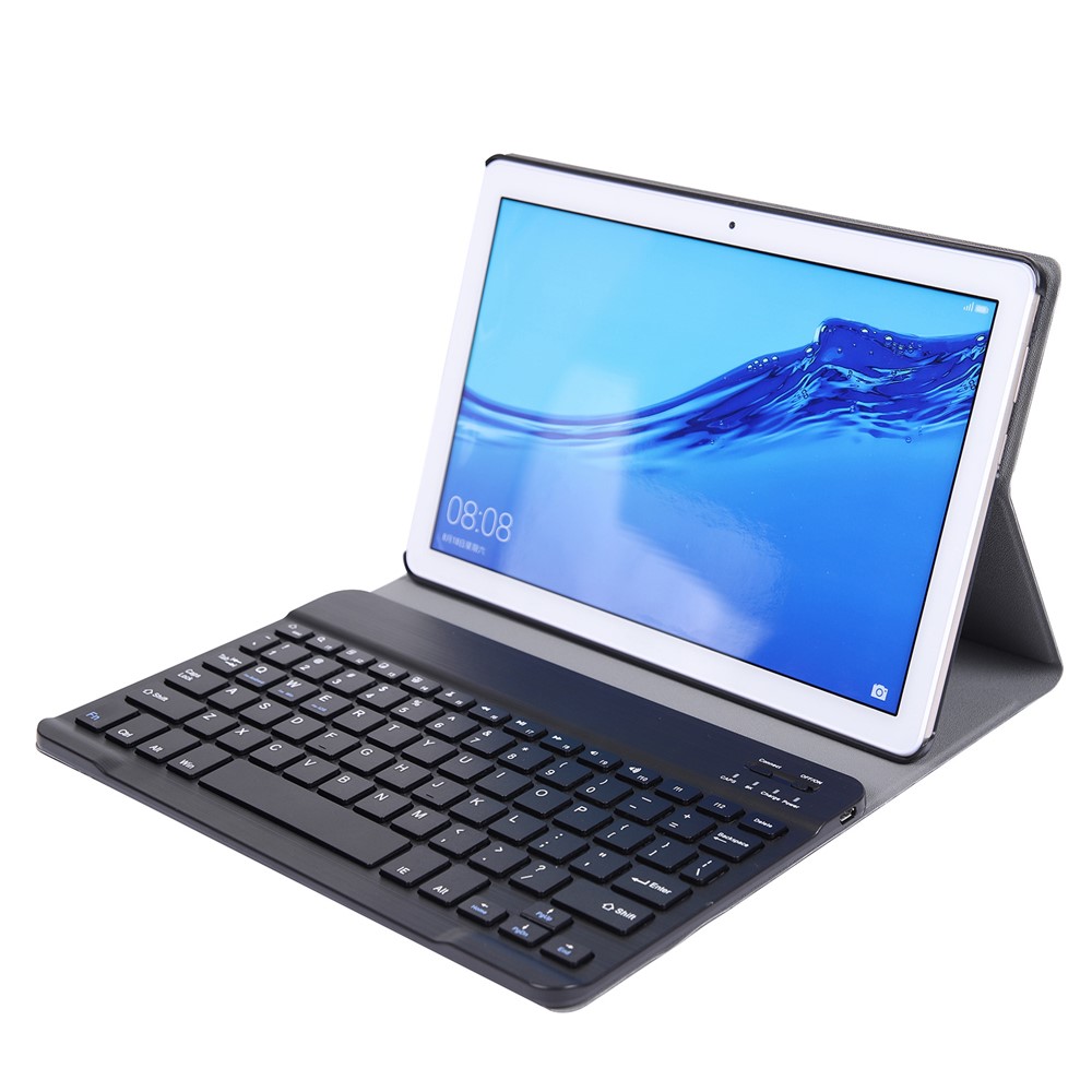 A0T5 Detachable Backlight Bluetooth Keyboard with Leather Case for Huawei Honor Pad 5 10.1/MediaPad T5 10.1 - Black