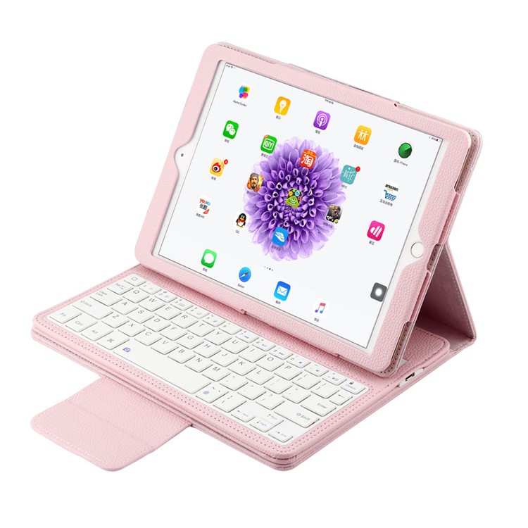 

For iPad Pro 9.7 Removable Bluetooth Keyboard Lychee Leather Cover Stand - Pink, iPad Pro 9.7 (2016)