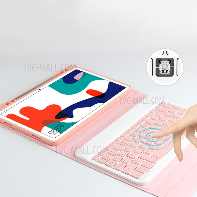 AJIUYU 2-in-1 Wireless Bluetooth Keyboard Leather Shell with Pen Slot for Huawei MatePad 10.4 (2020) - Pink-7