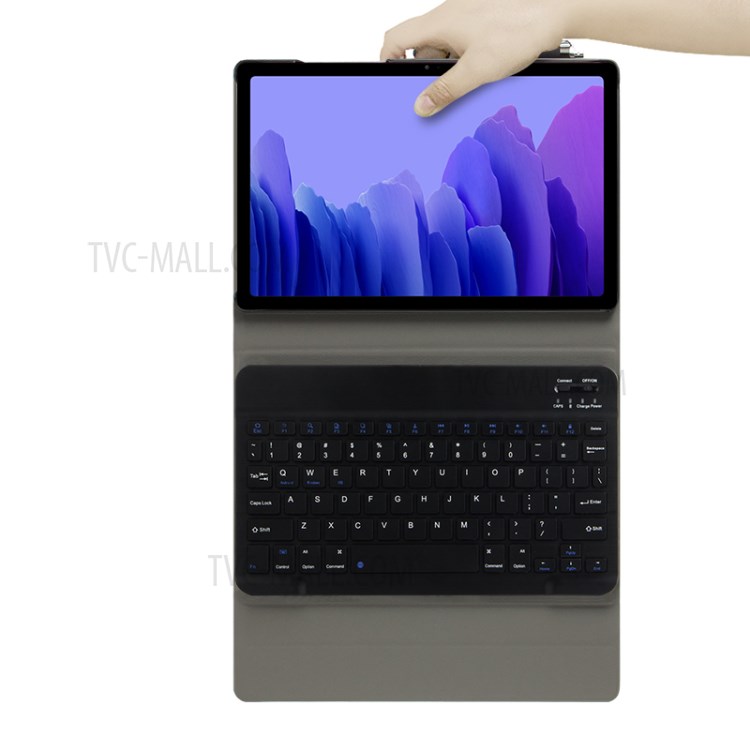 AJIUYU Wireless Bluetooth Keyboard 2-in-1 Leather Shell with Pen Slot for Samsung Galaxy Tab A7 10.4 (2020) - Black-4