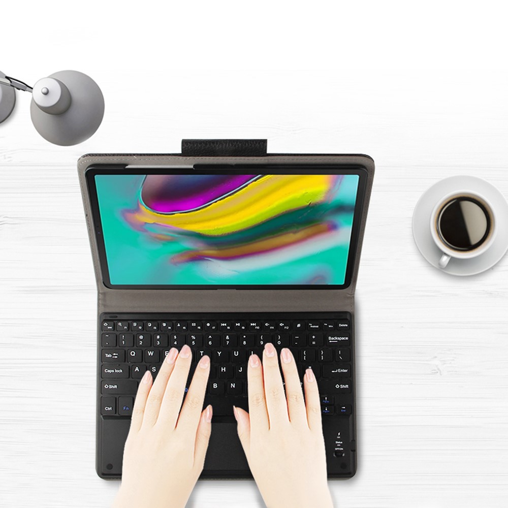 JIUYU Wireless Touch Pad Bluetooth Keyboard with Stand Leather Case for Samsung Galaxy Tab A7 10.4 (2020) T500 - Black-10