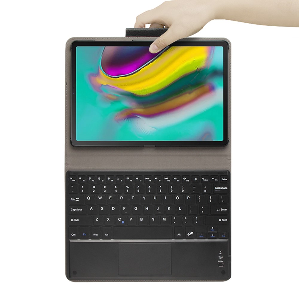 JIUYU Wireless Touch Pad Bluetooth Keyboard with Stand Leather Case for Samsung Galaxy Tab A7 10.4 (2020) T500 - Black-4