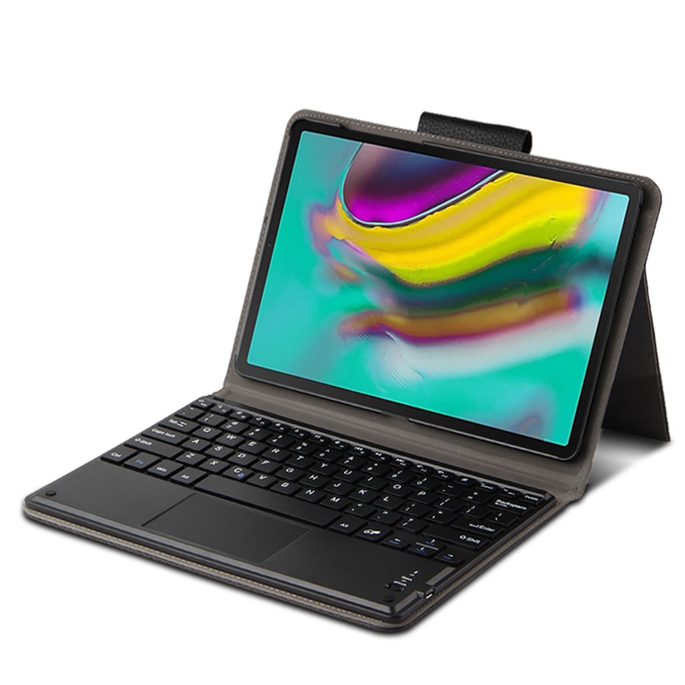JIUYU Wireless Touch Pad Bluetooth Keyboard with Stand Leather Case for Samsung Galaxy Tab A7 10.4 (2020) T500 - Black-9