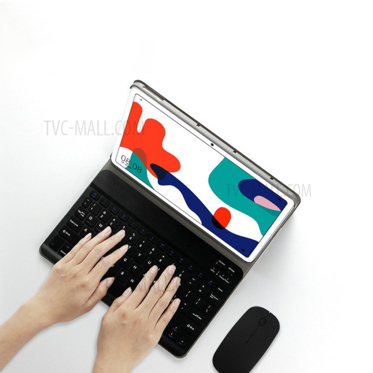 Ajiuyu Bluetooth-Tastatur-Ledertasche-Schutzhülle Mit Stand Für Huawei MatePad 10,4 Zoll (2020) - Schwarz-2