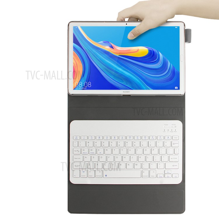 AJIUYU Bluetooth Keyboard Leather Case Stand Tablet Cover for Huawei MediaPad T5 10.1 inch - Black-3