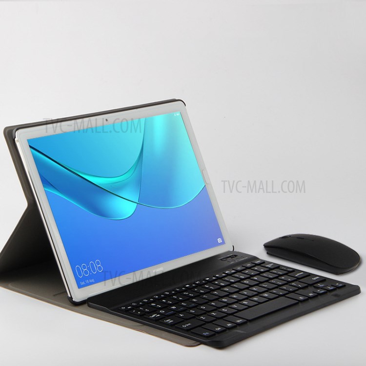 AJIUYU Leather Shell + Wireless Bluetooth Keyboard for Huawei MediaPad M5 (8.4-inch) - Black-3