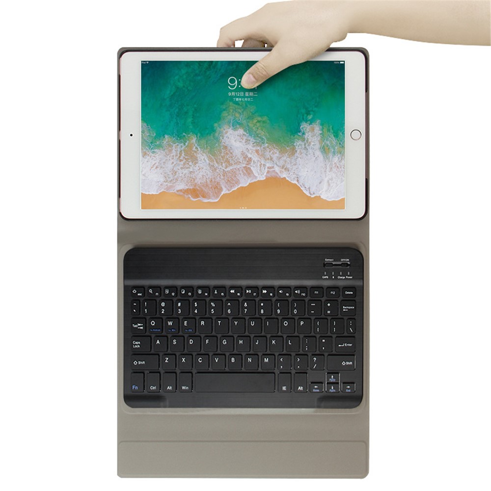 AJIUYU Leather Shell + Wireless Bluetooth Keyboard for iPad Air (2020) - Black-3