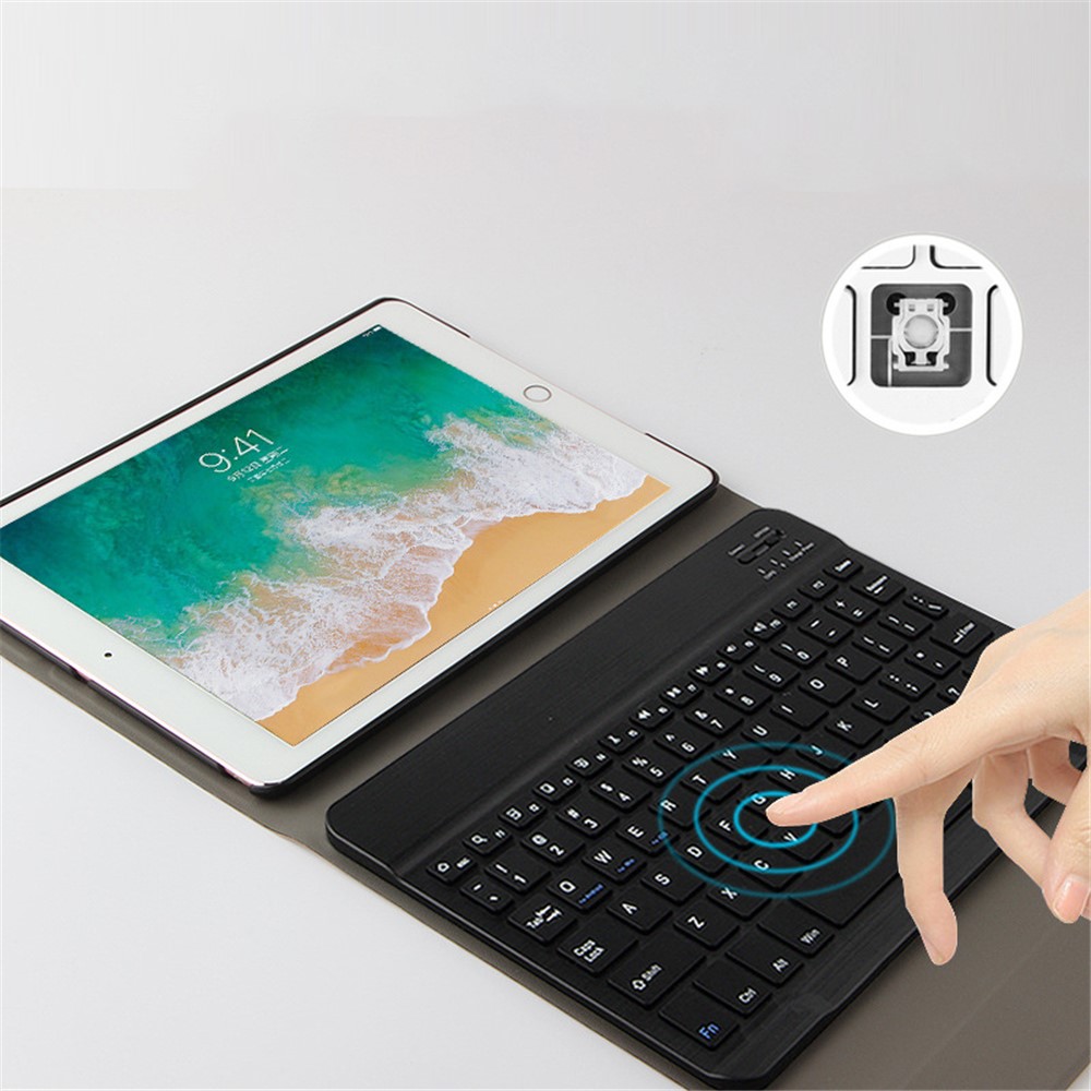 AJIUYU Leather Shell + Wireless Bluetooth Keyboard for iPad Air (2020) - Black-4