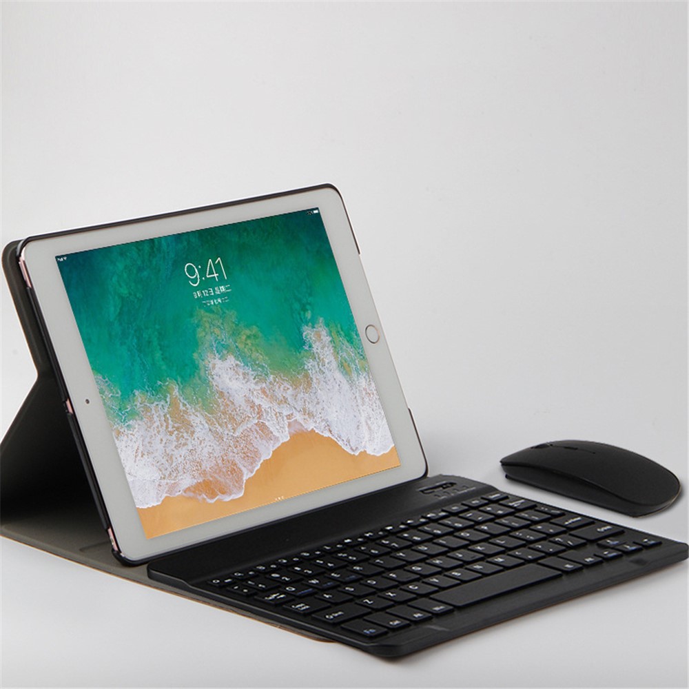 AJIUYU Leather Shell + Wireless Bluetooth Keyboard for iPad Air (2020) - Black-6