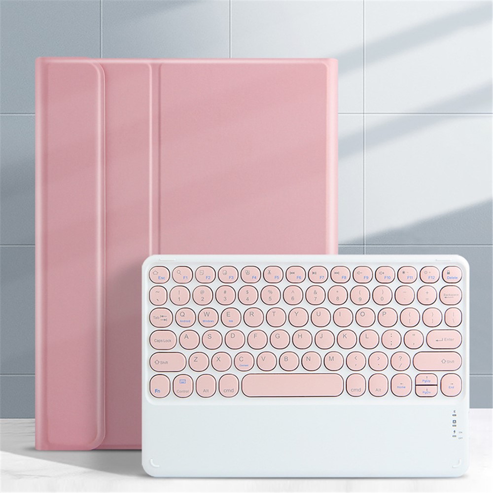 JIUYU Candy Color Design Stand Leather Cover Shell and Wireless Bluetooth Keyboard Combo Set for iPad Pro 11-inch (2020) - Pink-2