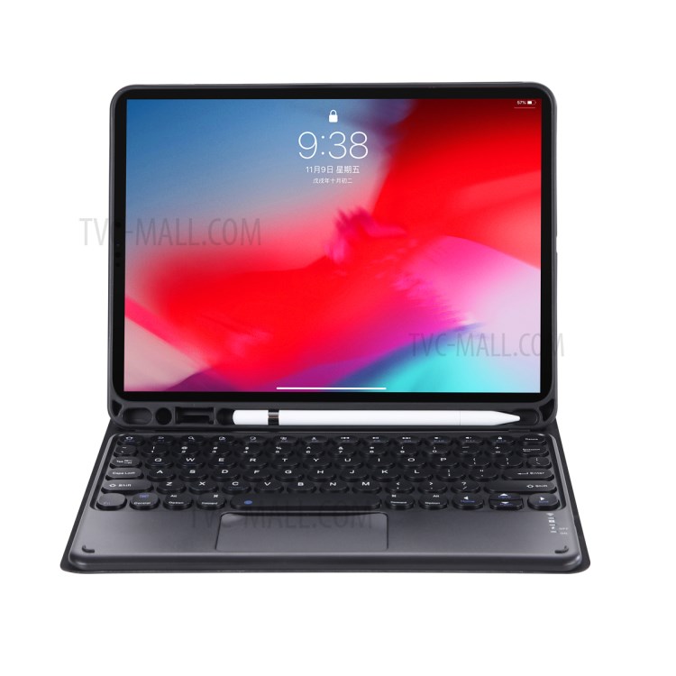 YT098B-A Detachable Skin Texture Leather Stand Case with Bluetooth Touchpad Keyboard for iPad Air (2020)/iPad Pro 11-inch (2018) - Black-2
