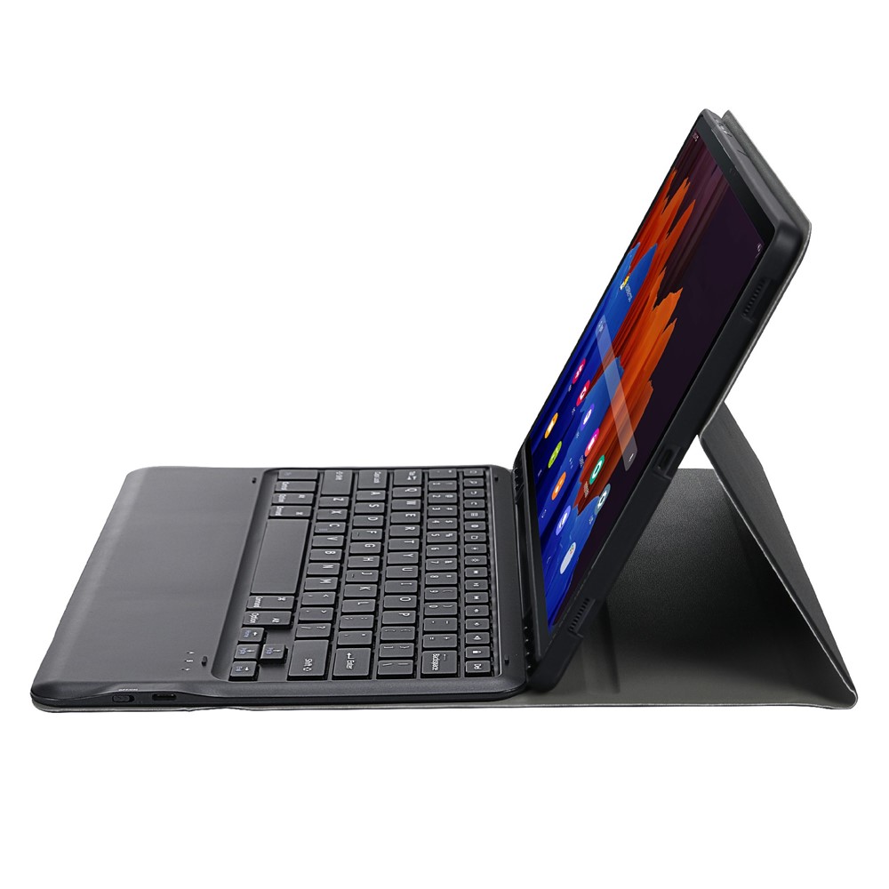 A970B Leather Case Bluetooth Keyboard with Built-in Pen Slot for Samsung Galaxy Tab S7 FE T730 T736/S7 Plus 12.4 Inch (T970/T975 2020) - Black-4
