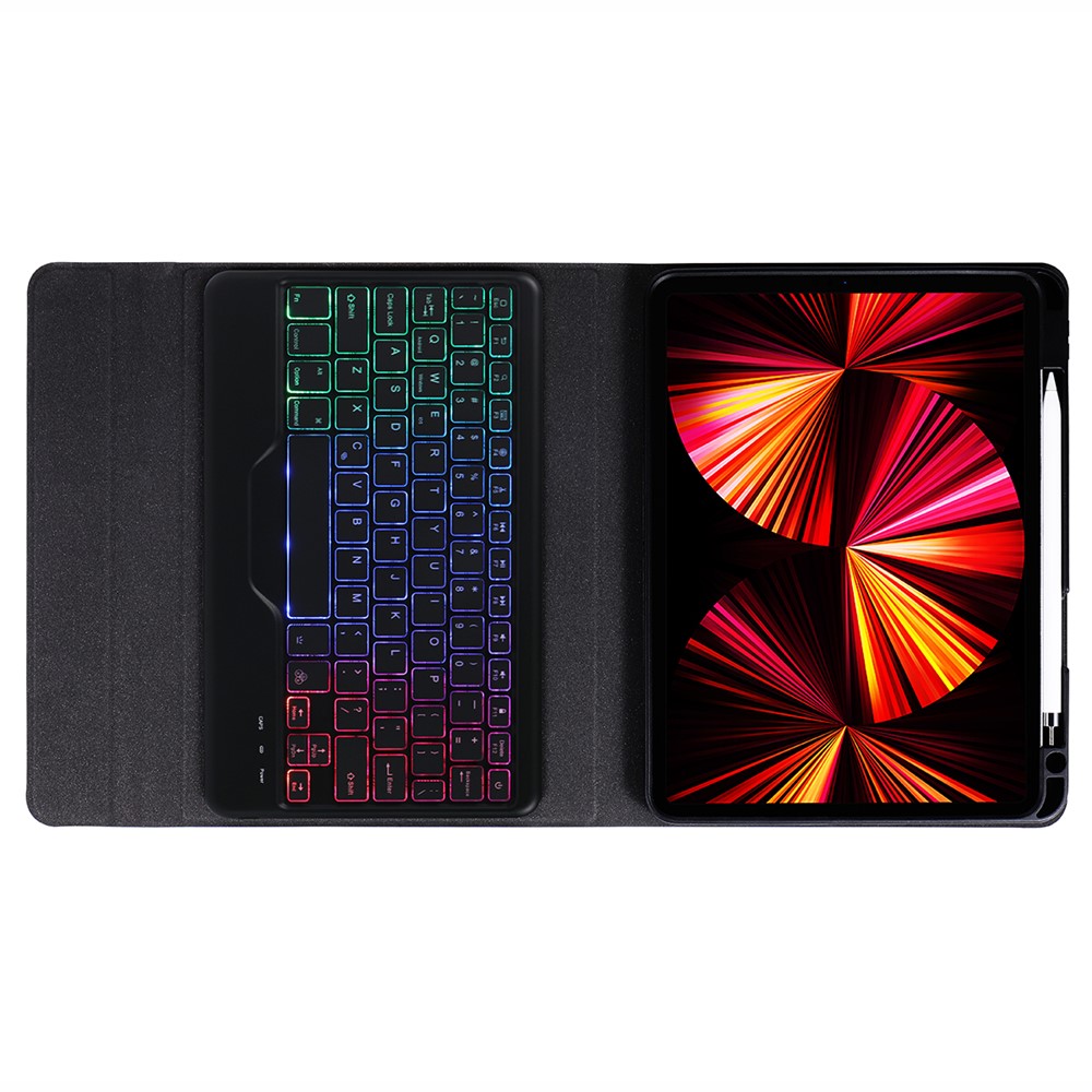 B011S Bluetooth Keyboard Leather Tablet Stand Case Protector with Backlight for iPad Pro 11-inch (2021/2020/2018)/iPad Air (2020) - Black-5