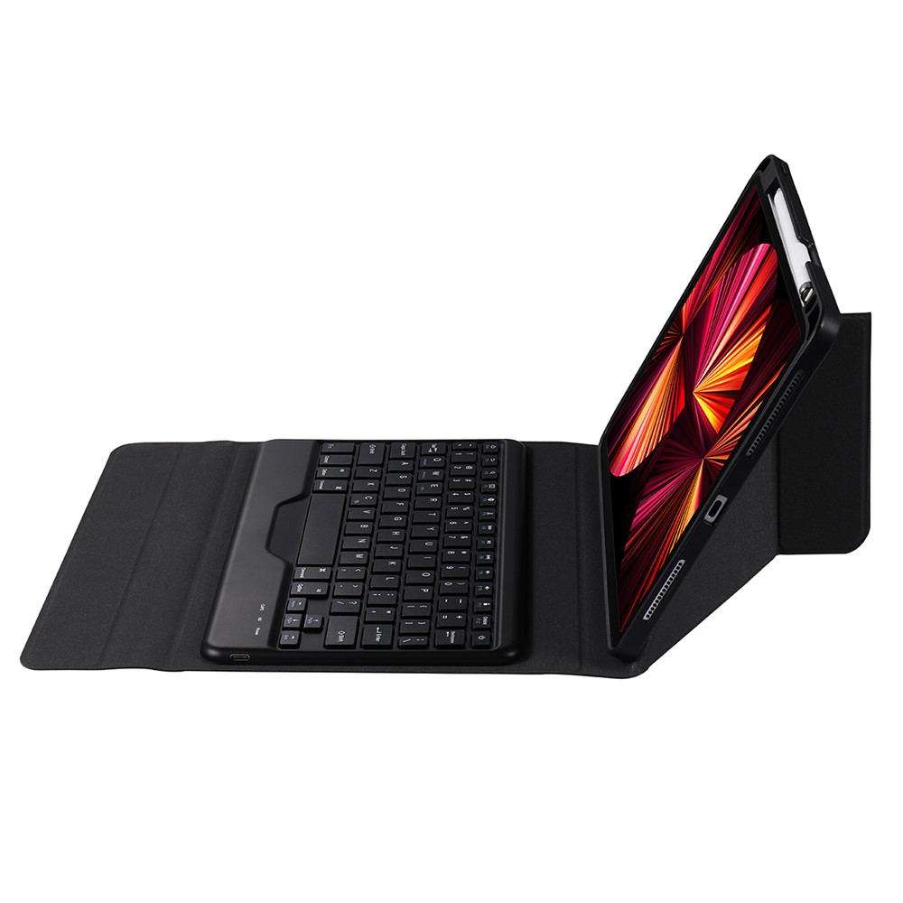 B011 Trid-fold Stand Bluetooth Keyboard Tablet Case Cover with Pen Slot for iPad Pro 11-inch (2021/2020/2018)/iPad Air (2020) - Black-6
